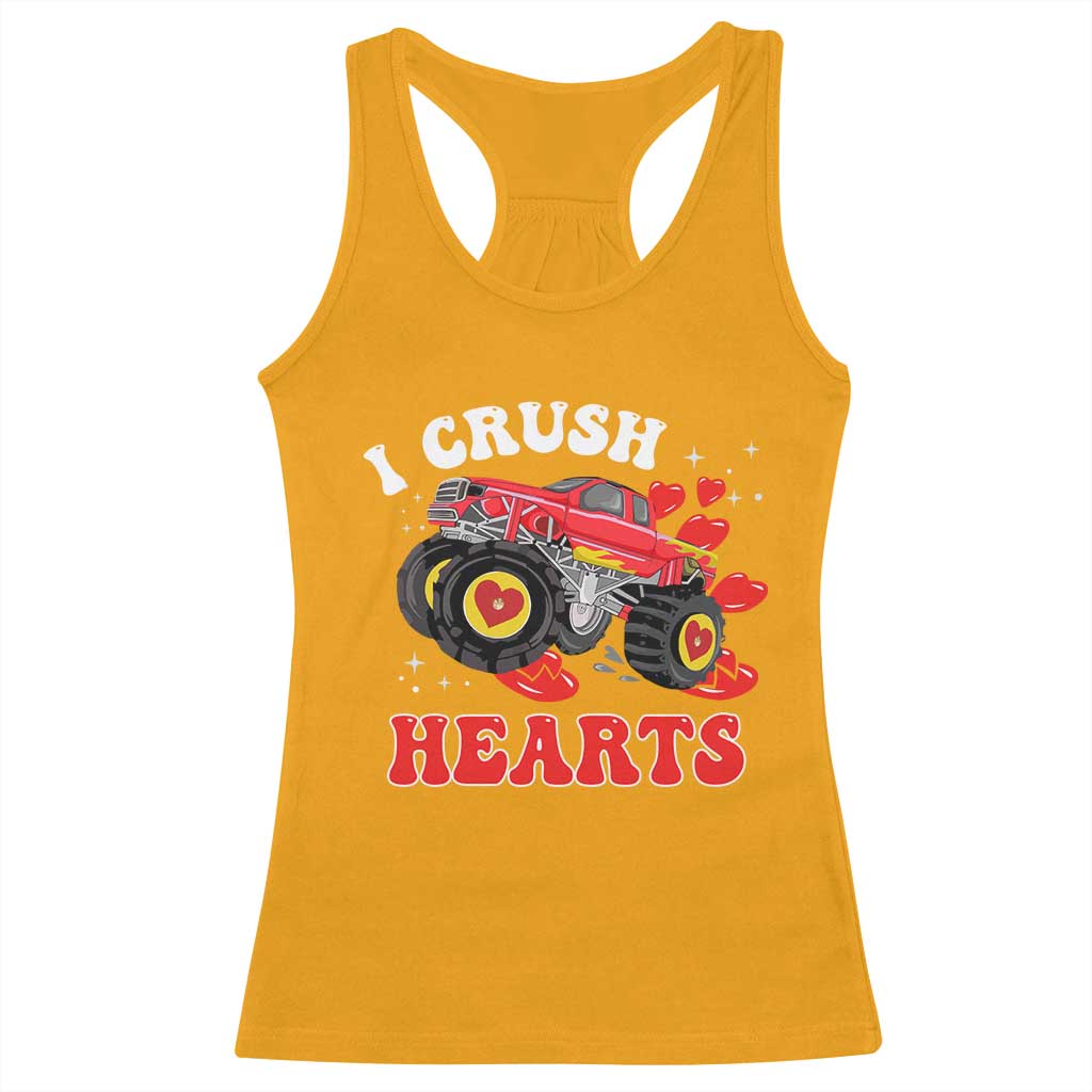 Valentine's Day Racerback Tank Top I Crush Hearts Monster Truck TS09 Gold Print Your Wear