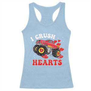 Valentine's Day Racerback Tank Top I Crush Hearts Monster Truck TS09 Light Blue Print Your Wear