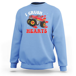 Valentine's Day Sweatshirt I Crush Hearts Monster Truck TS09 Carolina Blue Printyourwear