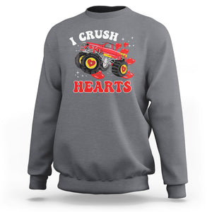 Valentine's Day Sweatshirt I Crush Hearts Monster Truck TS09 Charcoal Printyourwear