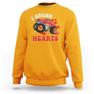 Valentine's Day Sweatshirt I Crush Hearts Monster Truck TS09 Gold Printyourwear