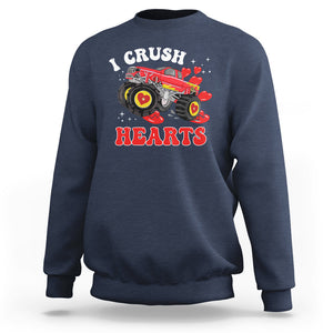 Valentine's Day Sweatshirt I Crush Hearts Monster Truck TS09 Navy Printyourwear