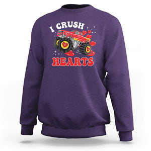 Valentine's Day Sweatshirt I Crush Hearts Monster Truck TS09 Purple Printyourwear