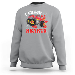 Valentine's Day Sweatshirt I Crush Hearts Monster Truck TS09 Sport Gray Printyourwear