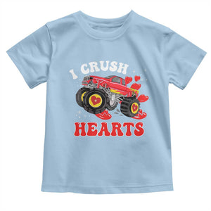 Valentine's Day Toddler T Shirt I Crush Hearts Monster Truck TS09 Light Blue Print Your Wear