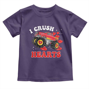 Valentine's Day Toddler T Shirt I Crush Hearts Monster Truck TS09 Purple Print Your Wear