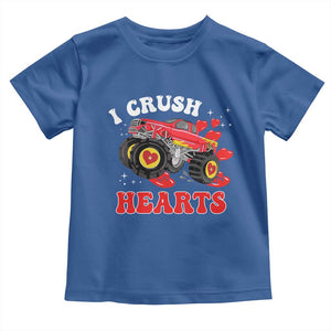 Valentine's Day Toddler T Shirt I Crush Hearts Monster Truck TS09 Royal Blue Print Your Wear