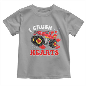 Valentine's Day Toddler T Shirt I Crush Hearts Monster Truck TS09 Sport Gray Print Your Wear