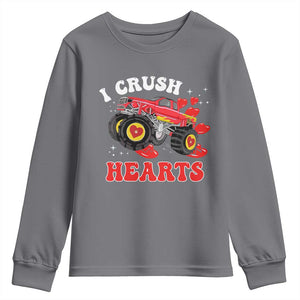 Valentine's Day Youth Sweatshirt I Crush Hearts Monster Truck TS09 Charcoal Print Your Wear