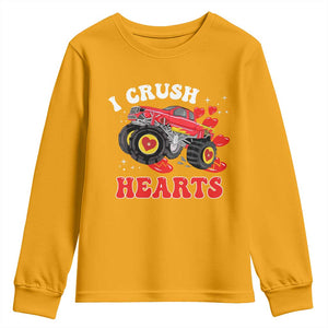 Valentine's Day Youth Sweatshirt I Crush Hearts Monster Truck TS09 Gold Print Your Wear