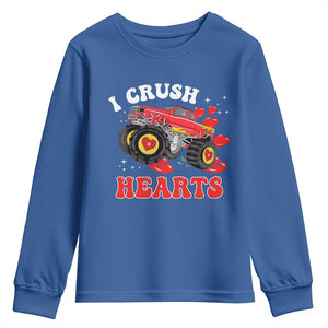 Valentine's Day Youth Sweatshirt I Crush Hearts Monster Truck TS09 Royal Blue Print Your Wear