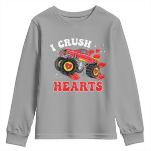 Valentine's Day Youth Sweatshirt I Crush Hearts Monster Truck TS09 Sport Gray Print Your Wear