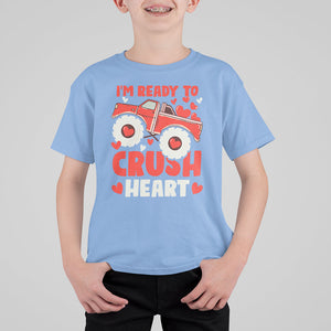 Valentine's Day T Shirt For Kid I Ready To Crush Hearts Monster Truck TS09 Carolina Blue Printyourwear