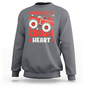 Valentine's Day Sweatshirt I Ready To Crush Hearts Monster Truck TS09 Charcoal Printyourwear