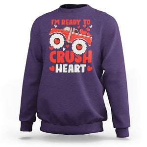 Valentine's Day Sweatshirt I Ready To Crush Hearts Monster Truck TS09 Purple Printyourwear