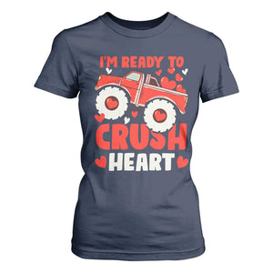 Valentine's Day T Shirt For Women I Ready To Crush Hearts Monster Truck TS09 Navy Print Your Wear