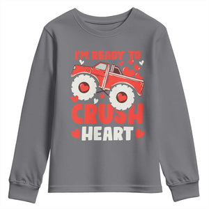 Valentine's Day Youth Sweatshirt I Ready To Crush Hearts Monster Truck TS09 Charcoal Print Your Wear