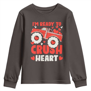 Valentine's Day Youth Sweatshirt I Ready To Crush Hearts Monster Truck TS09 Dark Chocolate Print Your Wear