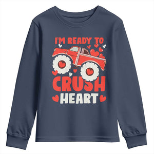 Valentine's Day Youth Sweatshirt I Ready To Crush Hearts Monster Truck TS09 Navy Print Your Wear