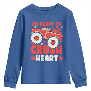 Valentine's Day Youth Sweatshirt I Ready To Crush Hearts Monster Truck TS09 Royal Blue Print Your Wear