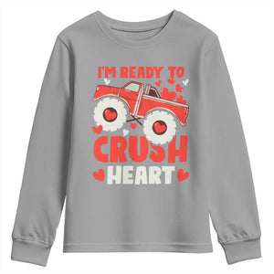 Valentine's Day Youth Sweatshirt I Ready To Crush Hearts Monster Truck TS09 Sport Gray Print Your Wear