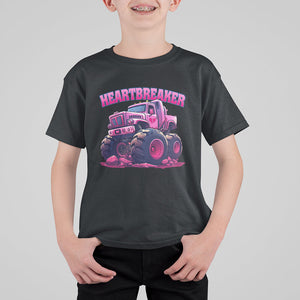 Valentine's Day T Shirt For Kid Tractor Heartbreaker Monster Truck Funny TS09 Black Printyourwear