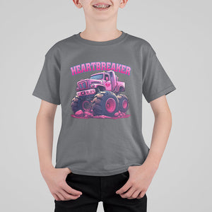 Valentine's Day T Shirt For Kid Tractor Heartbreaker Monster Truck Funny TS09 Charcoal Printyourwear