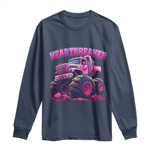 Valentine's Day Long Sleeve Shirt Tractor Heartbreaker Monster Truck Funny TS09 Navy Print Your Wear