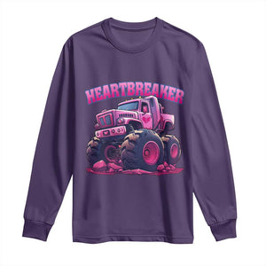 Valentine's Day Long Sleeve Shirt Tractor Heartbreaker Monster Truck Funny TS09 Purple Print Your Wear