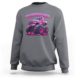 Valentine's Day Sweatshirt Tractor Heartbreaker Monster Truck Funny TS09 Charcoal Printyourwear