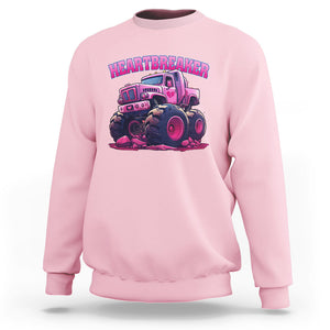Valentine's Day Sweatshirt Tractor Heartbreaker Monster Truck Funny TS09 Light Pink Printyourwear
