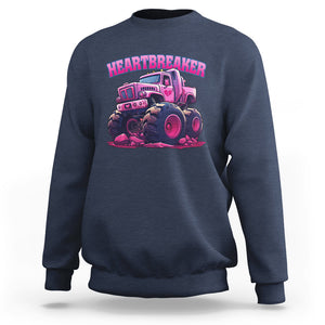 Valentine's Day Sweatshirt Tractor Heartbreaker Monster Truck Funny TS09 Navy Printyourwear