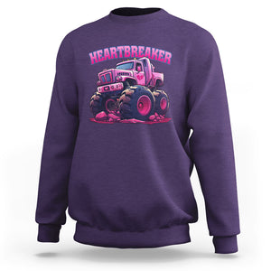 Valentine's Day Sweatshirt Tractor Heartbreaker Monster Truck Funny TS09 Purple Printyourwear