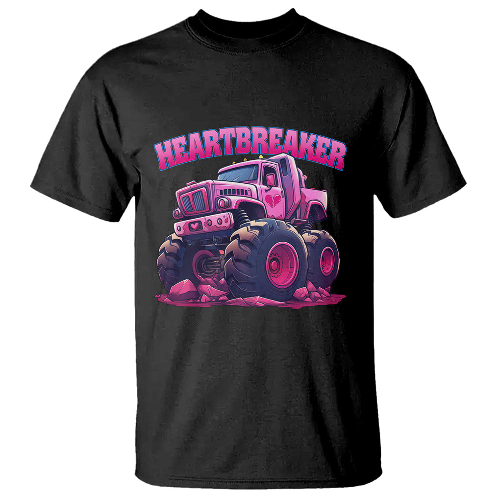 Valentine's Day T Shirt Tractor Heartbreaker Monster Truck Funny TS09 Black Printyourwear