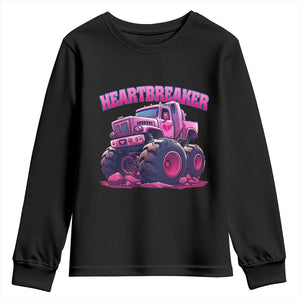 Valentine's Day Youth Sweatshirt Tractor Heartbreaker Monster Truck Funny TS09 Black Print Your Wear