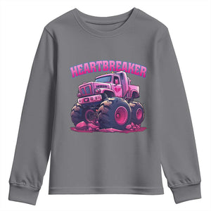 Valentine's Day Youth Sweatshirt Tractor Heartbreaker Monster Truck Funny TS09 Charcoal Print Your Wear