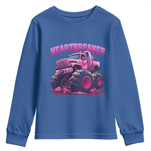 Valentine's Day Youth Sweatshirt Tractor Heartbreaker Monster Truck Funny TS09 Royal Blue Print Your Wear