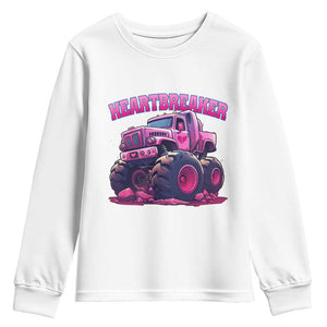 Valentine's Day Youth Sweatshirt Tractor Heartbreaker Monster Truck Funny TS09 White Print Your Wear