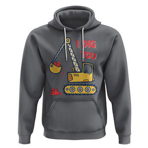 Valentine's Day Hoodie I Dig You Construction Truck Heart TS09 Charcoal Printyourwear