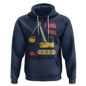 Valentine's Day Hoodie I Dig You Construction Truck Heart TS09 Navy Printyourwear