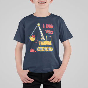 Valentine's Day T Shirt For Kid I Dig You Construction Truck Heart TS09 Navy Printyourwear