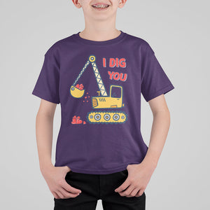 Valentine's Day T Shirt For Kid I Dig You Construction Truck Heart TS09 Purple Printyourwear