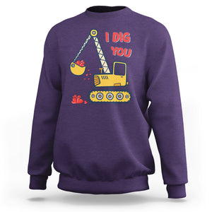 Valentine's Day Sweatshirt I Dig You Construction Truck Heart TS09 Purple Printyourwear