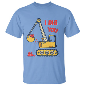 Valentine's Day T Shirt I Dig You Construction Truck Heart TS09 Carolina Blue Printyourwear