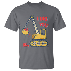 Valentine's Day T Shirt I Dig You Construction Truck Heart TS09 Charcoal Printyourwear