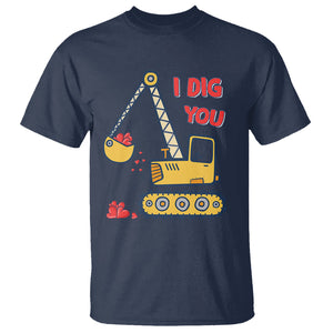 Valentine's Day T Shirt I Dig You Construction Truck Heart TS09 Navy Printyourwear