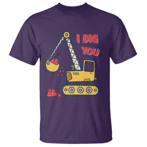 Valentine's Day T Shirt I Dig You Construction Truck Heart TS09 Purple Printyourwear