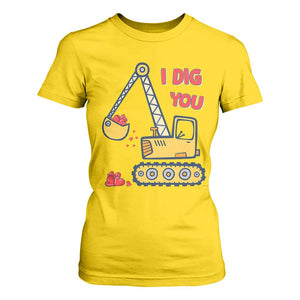 Valentine's Day T Shirt For Women I Dig You Construction Truck Heart TS09 Daisy Print Your Wear