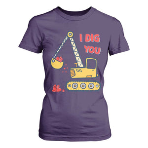 Valentine's Day T Shirt For Women I Dig You Construction Truck Heart TS09 Purple Print Your Wear