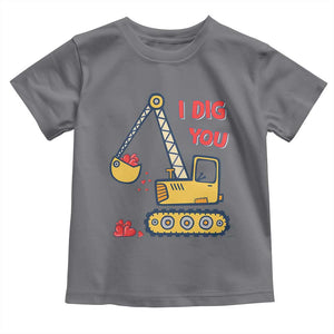 Valentine's Day Toddler T Shirt I Dig You Construction Truck Heart TS09 Charcoal Print Your Wear